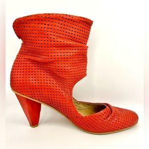 Fly Girl Red Punched Leather Ankle boots | 40